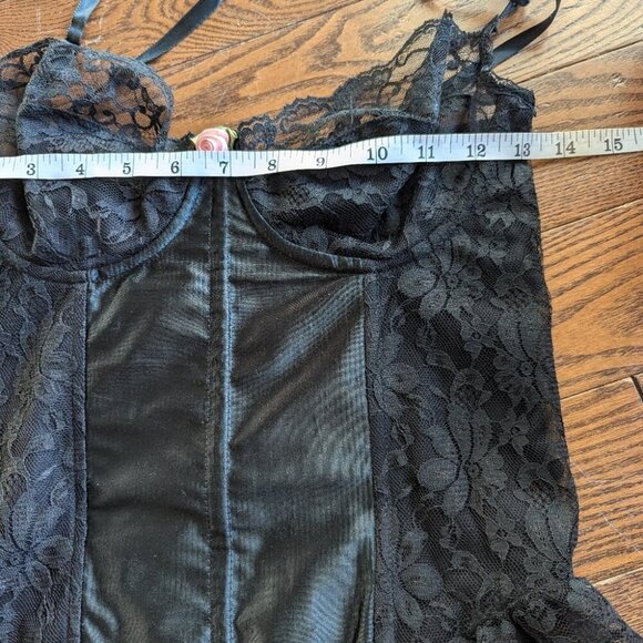 Vintage Amour Lace Corset Bralette Top Romantic Goth Boned Black Women's Sz 38 - Picture 10 of 11
